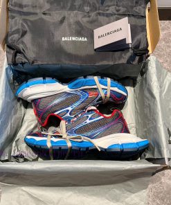 Top Balenciaga 3xl Mesh Distressed Lace Up Low Top Dad Shoes In Dark Gray Blue And Red. The Ext huohoi7l