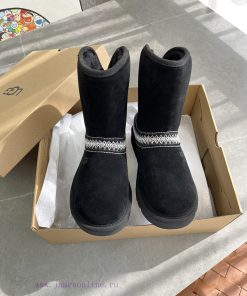 Black UGG Gucci Autumn/Winter New Classic Short Boots - Crescent SeriesRetro Style Warm And Lux 9spf6qdz