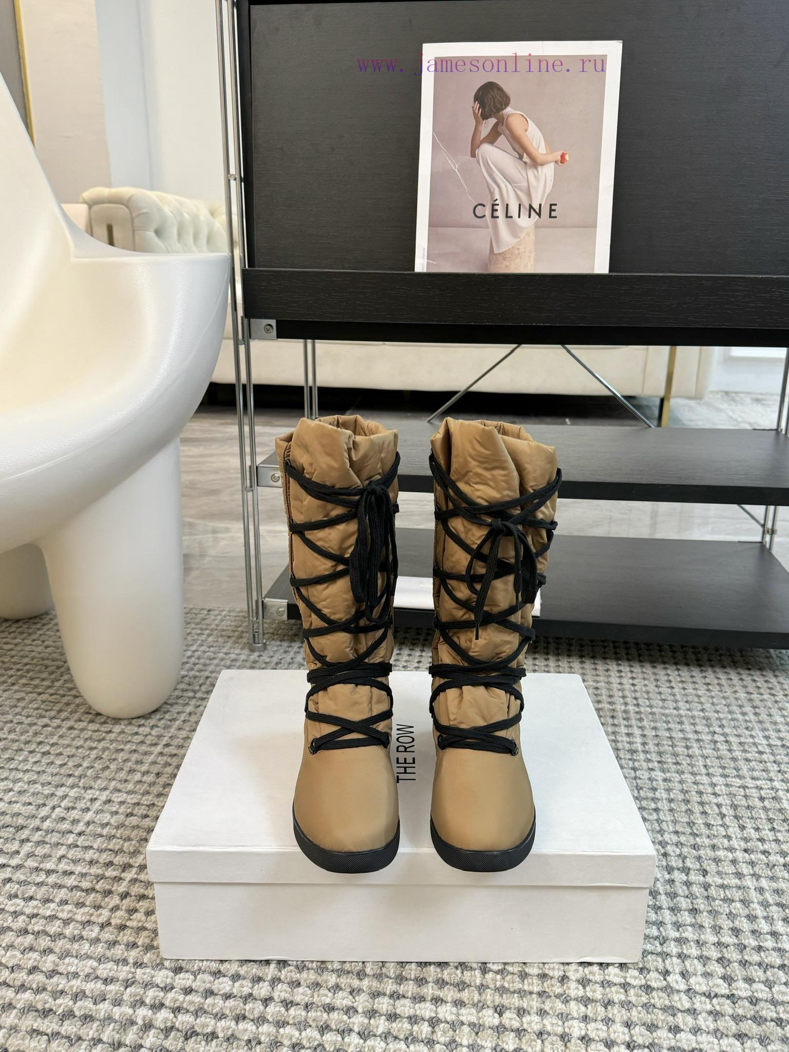 THE ROW24ss Autumn/Winter New Technology Cloth Ski Boots Snow Boots Strap Flat Casual Middle Bo mqnh9cke - Image 2