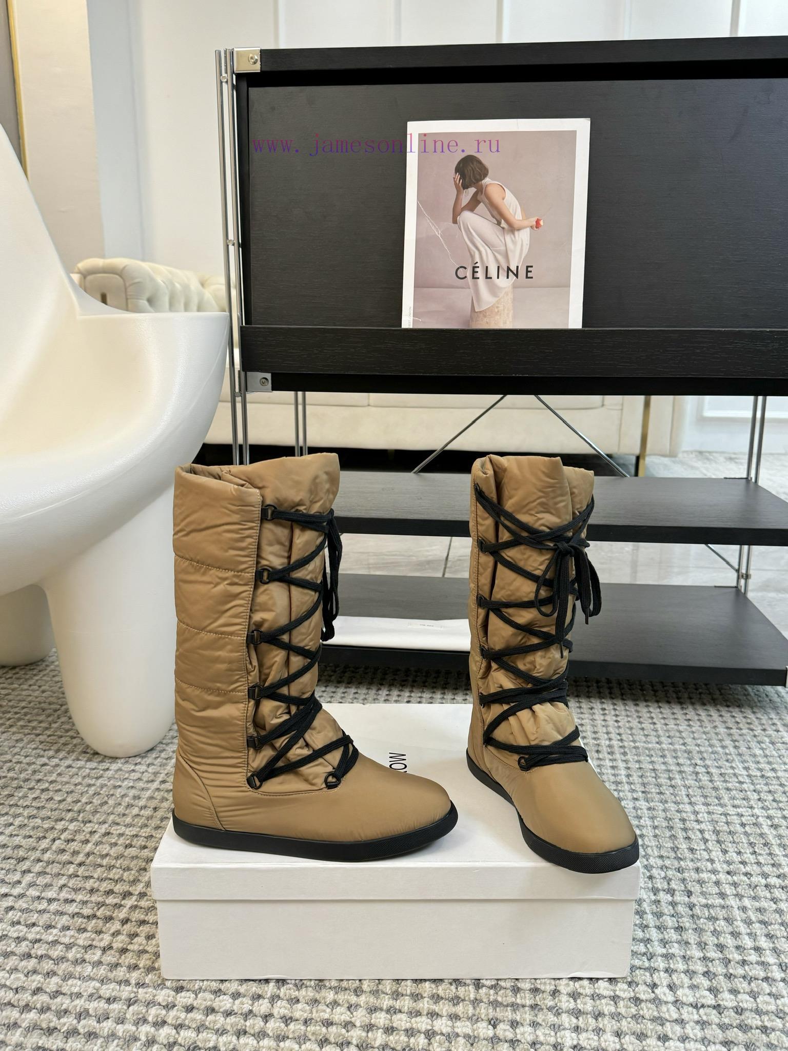 THE ROW24ss Autumn/Winter New Technology Cloth Ski Boots Snow Boots Strap Flat Casual Middle Bo mqnh9cke - Image 3