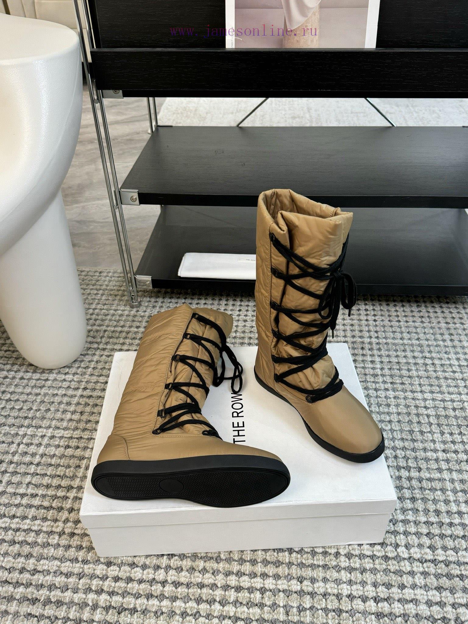 THE ROW24ss Autumn/Winter New Technology Cloth Ski Boots Snow Boots Strap Flat Casual Middle Bo mqnh9cke - Image 5
