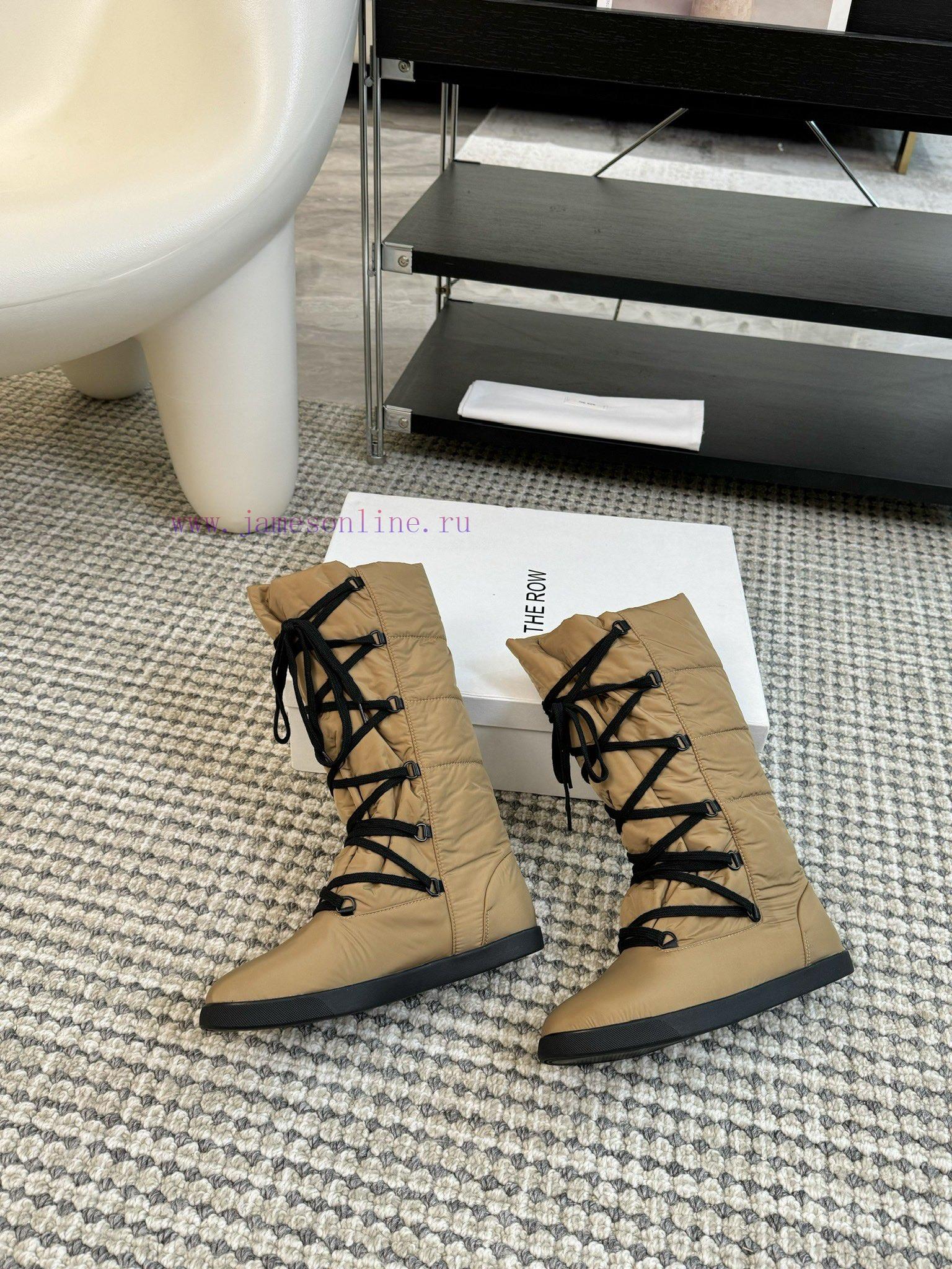 THE ROW24ss Autumn/Winter New Technology Cloth Ski Boots Snow Boots Strap Flat Casual Middle Bo mqnh9cke - Image 6