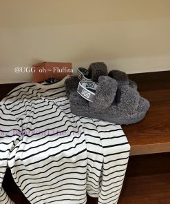UGG Gucci Plush Slippers 𝐅𝐥𝐮𝐟𝐟𝐢𝐭𝐚 Teddy Series Thick Bottom Elastic Strap Open Toe Velvet Shoes 7d27ch7n