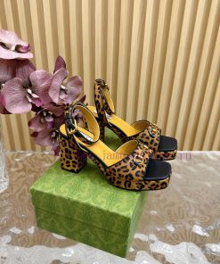 The New 2024 Spring/summer GUCCI Leopard Print Horsehair Gucci Water Platform Coarse Heel Horse fgckv2jv