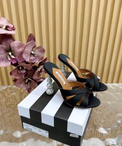 Aquazzura2024 New Top Pineapple Women's Hollow High Heel Sandals Original 1:1 Open Mold Heel Wi 70ev2jsc