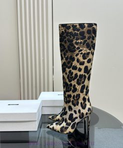 Dolce & GabbanaLeopard Print Jacquard Knee High BootsBrown Large Area Leopard PrintOriginal Fab jkch4wbx