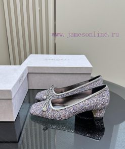 Jimmy Choo | Jay Chou's Classic BowPearl Coarse Heel Ballet Shoes Single ShoesJC Home's Timeles iu6djosz