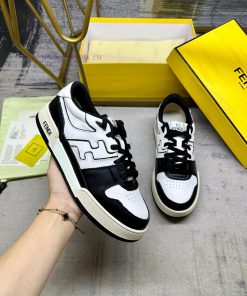 FENDI MatcHermes Sneakers With Black Cowhide Material Adorned With White And Black Cowhide Deta ijmxg1ra