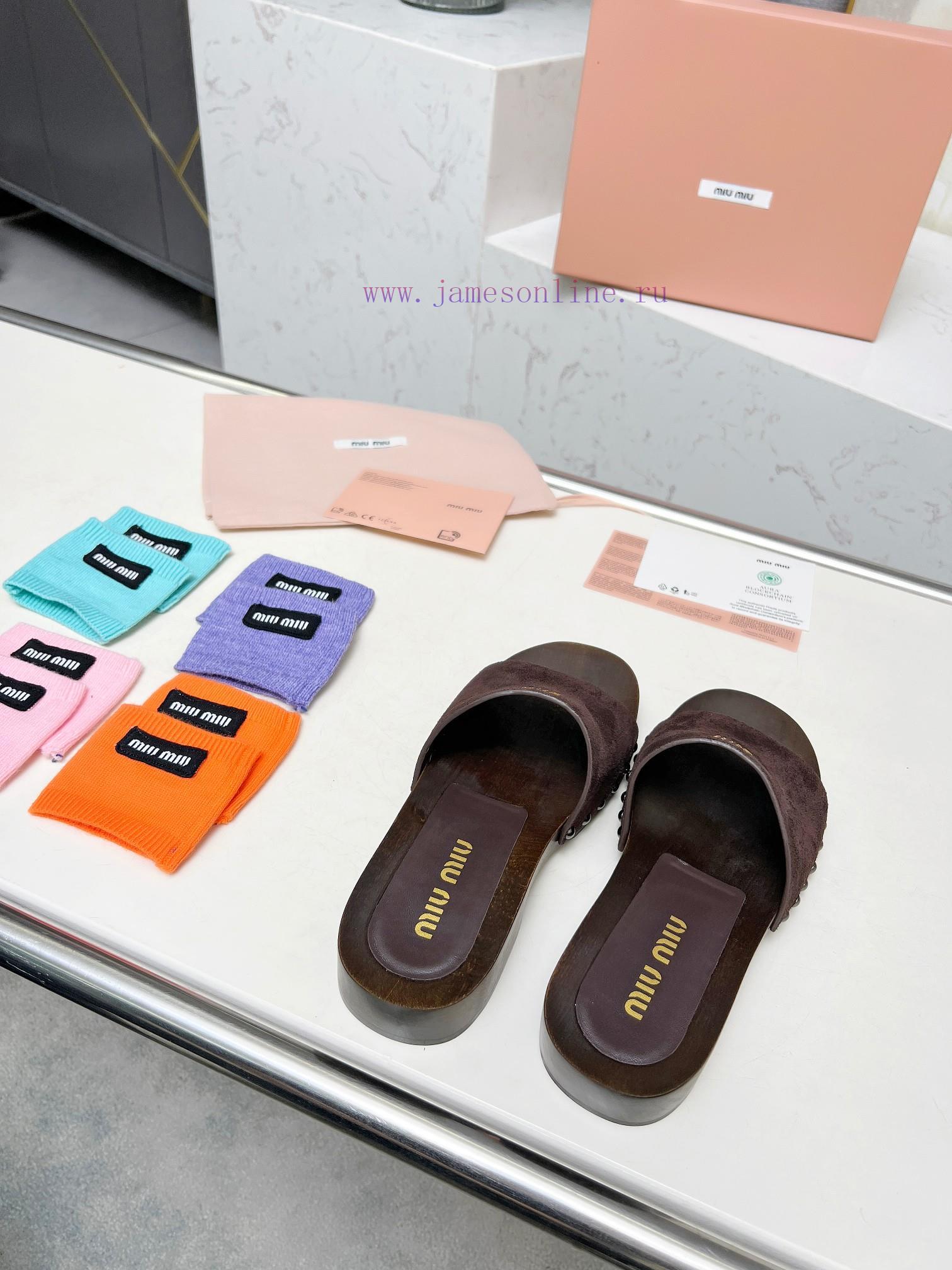 P. Miu Miu's New Cool Slippers Clog Slippers Fashionable And CasualImported Soft Cowhide With H 0a5meaqi - Image 7