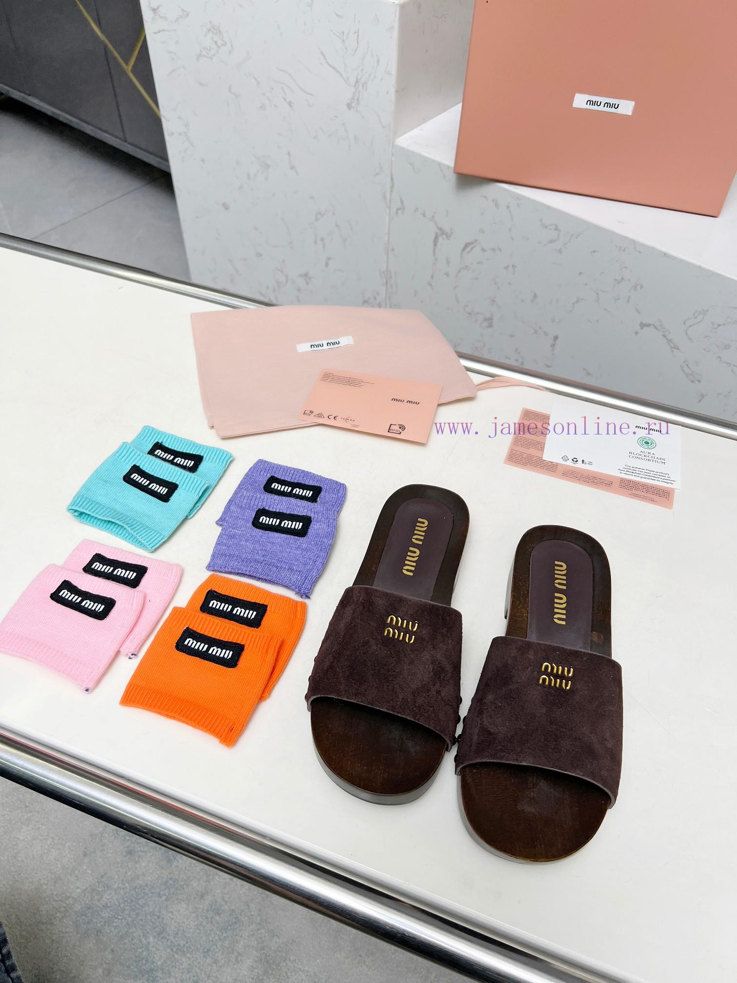 P. Miu Miu's New Cool Slippers Clog Slippers Fashionable And CasualImported Soft Cowhide With H 0a5meaqi - Image 8