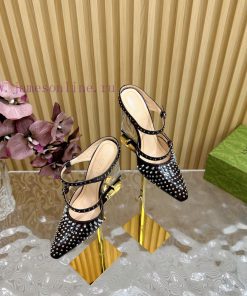 GUCCI 2024 Spring Fashion Style Rivet Crystal Transparent Slope Heels Muller Drag——————————- Na rqgza2zn