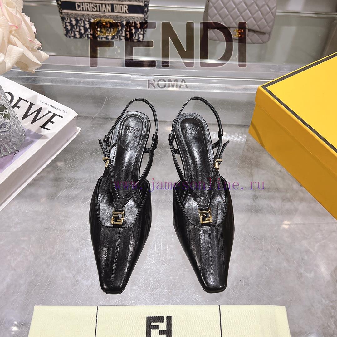 ② ⓪②⑤ Spring And Summer | Fendi FFold Square Head Eel Pattern Dew Heel Sandals〰 〰 〰 〰 Genuin gx6b7t8v - Image 2