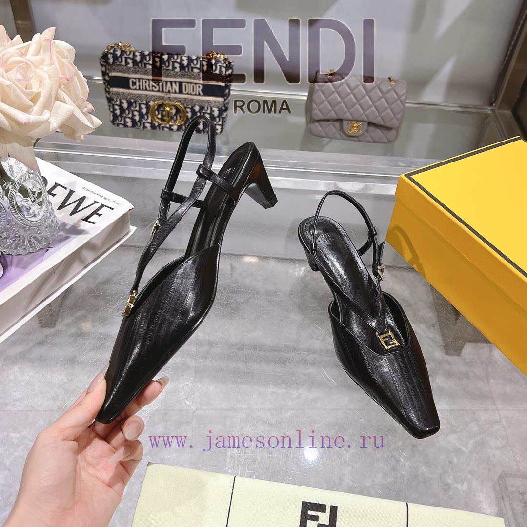 ② ⓪②⑤ Spring And Summer | Fendi FFold Square Head Eel Pattern Dew Heel Sandals〰 〰 〰 〰 Genuin gx6b7t8v - Image 5
