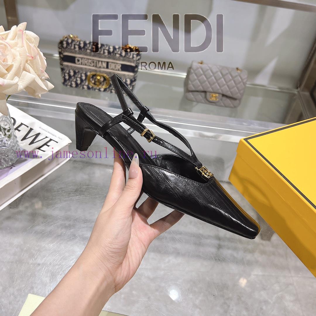 ② ⓪②⑤ Spring And Summer | Fendi FFold Square Head Eel Pattern Dew Heel Sandals〰 〰 〰 〰 Genuin gx6b7t8v - Image 6