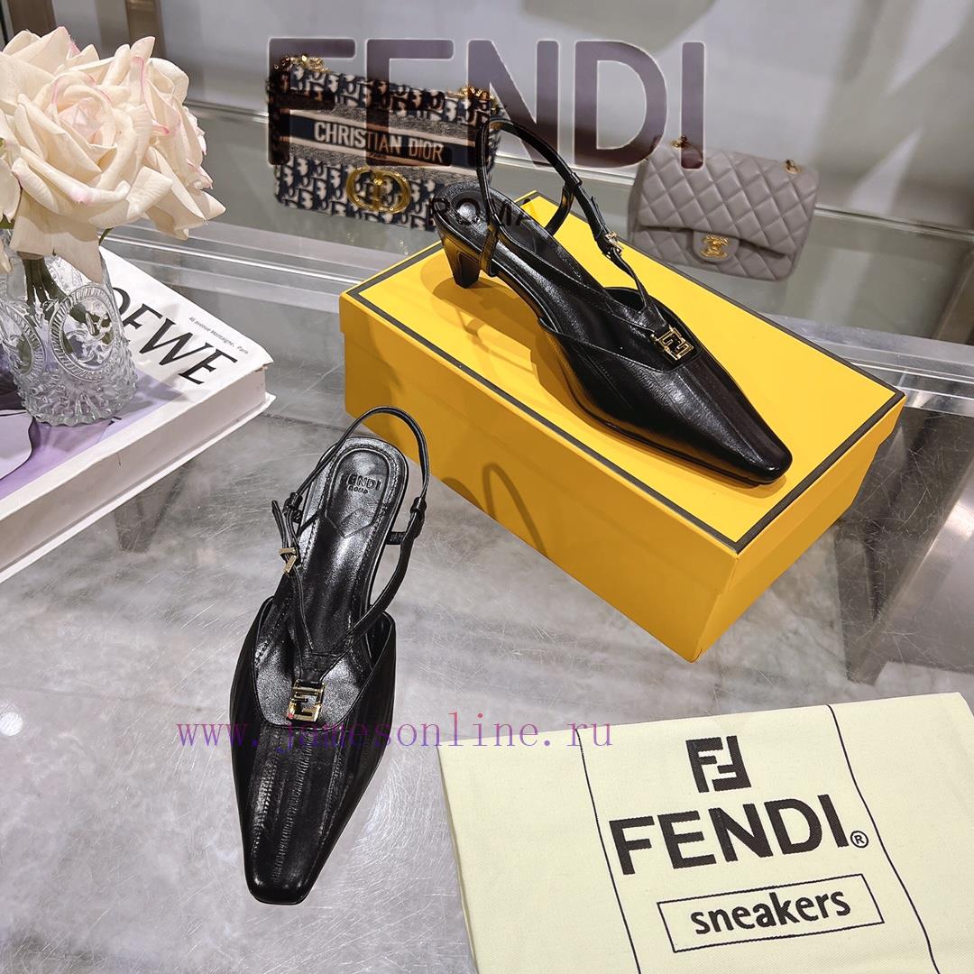 ② ⓪②⑤ Spring And Summer | Fendi FFold Square Head Eel Pattern Dew Heel Sandals〰 〰 〰 〰 Genuin gx6b7t8v - Image 7