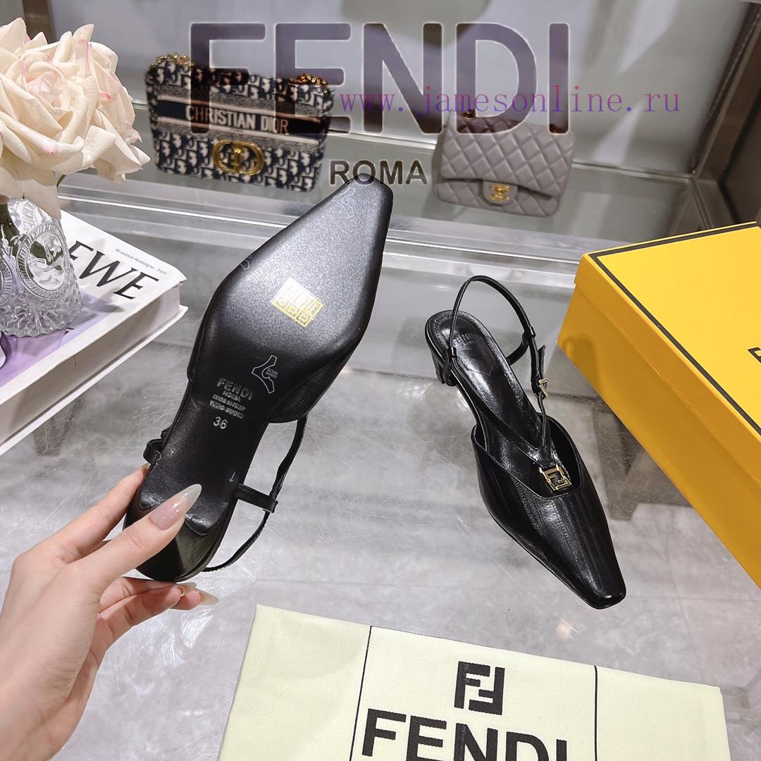② ⓪②⑤ Spring And Summer | Fendi FFold Square Head Eel Pattern Dew Heel Sandals〰 〰 〰 〰 Genuin gx6b7t8v - Image 8