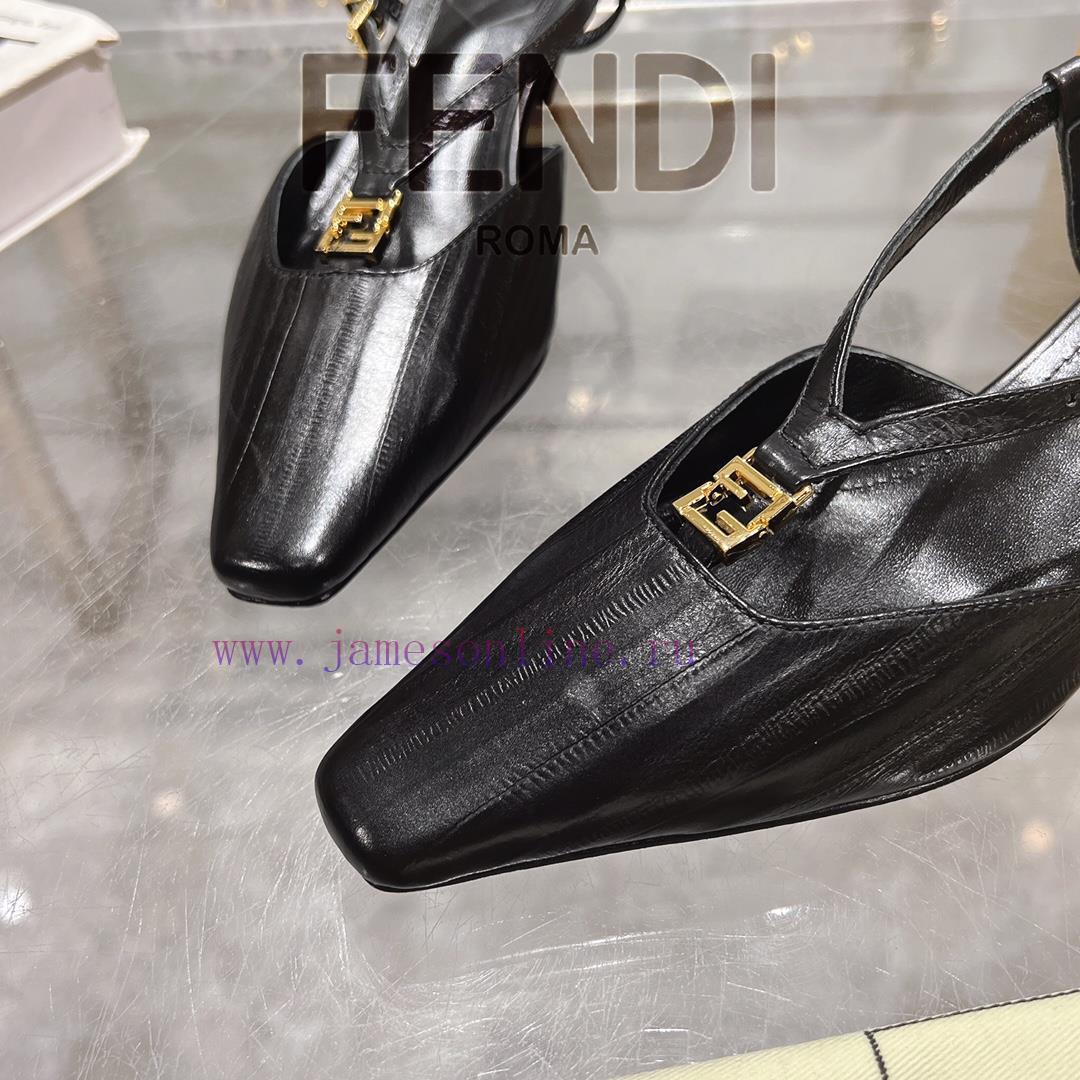 ② ⓪②⑤ Spring And Summer | Fendi FFold Square Head Eel Pattern Dew Heel Sandals〰 〰 〰 〰 Genuin gx6b7t8v - Image 10