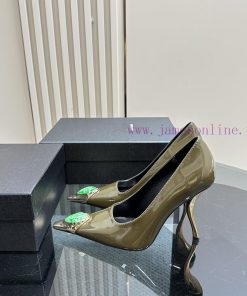 YSL Saint LaurentSS2024 New Product Metal Head Big Gemstone Elegant And Atmospheric High HeelsA lcftvd67