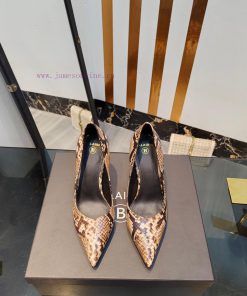 Bal * Bin 2025 New Pointed High-heeled Single Shoes Made Of Imported Snake Patterned Cowhide Wi 265ctddq