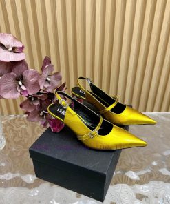 Versace 𝟐 𝟎 𝟐 𝟒/𝐒 𝐒 GIANNI RIBBON Perfume Bottle Crystal Thick Heel High Heel Sandals/slippers_ s2gfyot4