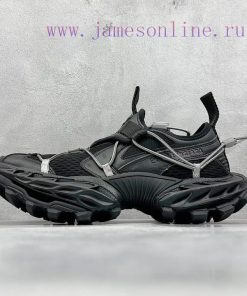 The Top Balenciaga Spring25 Hike Black Features Adjustable Upper Rope Details Wide Outsole Text sh9ihd73
