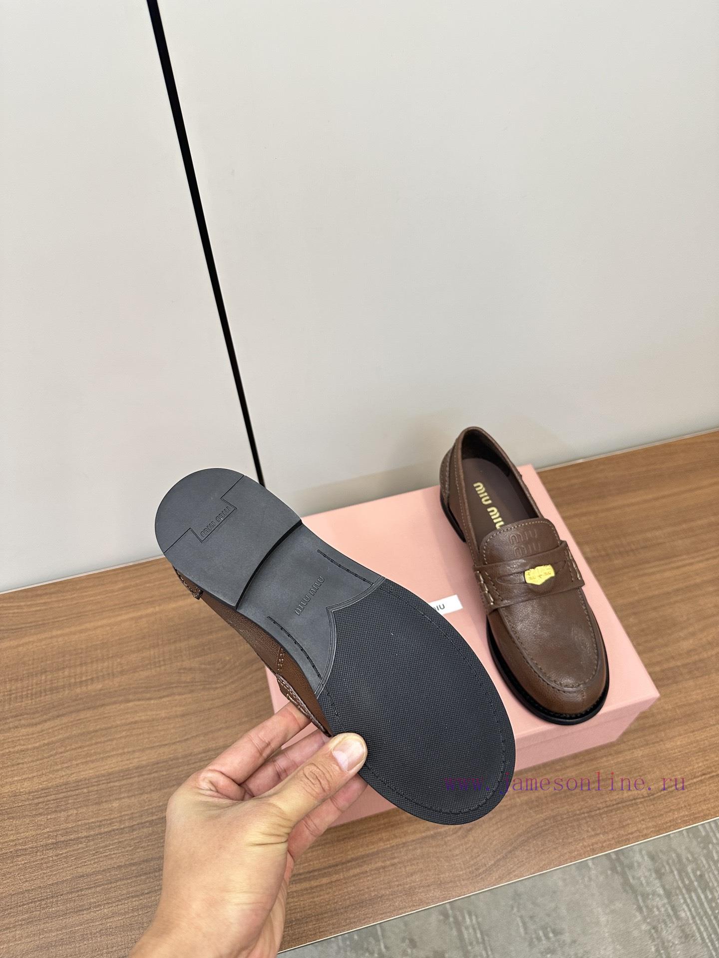 MiuMiu Miu Miu 2025 Early Spring New Gold Coin Buckle LoafersMiu Miu This Is A Small Leather Sh 3sdgnu11 - Image 10