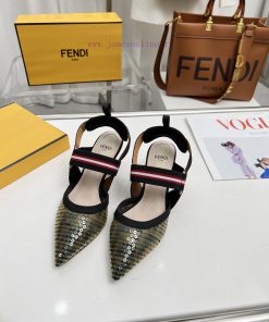 Fendi's New Model Is HereThe Colibr ì Open Heel Shoes Feature A Pointed Design And An Elastic S 42s7m07d