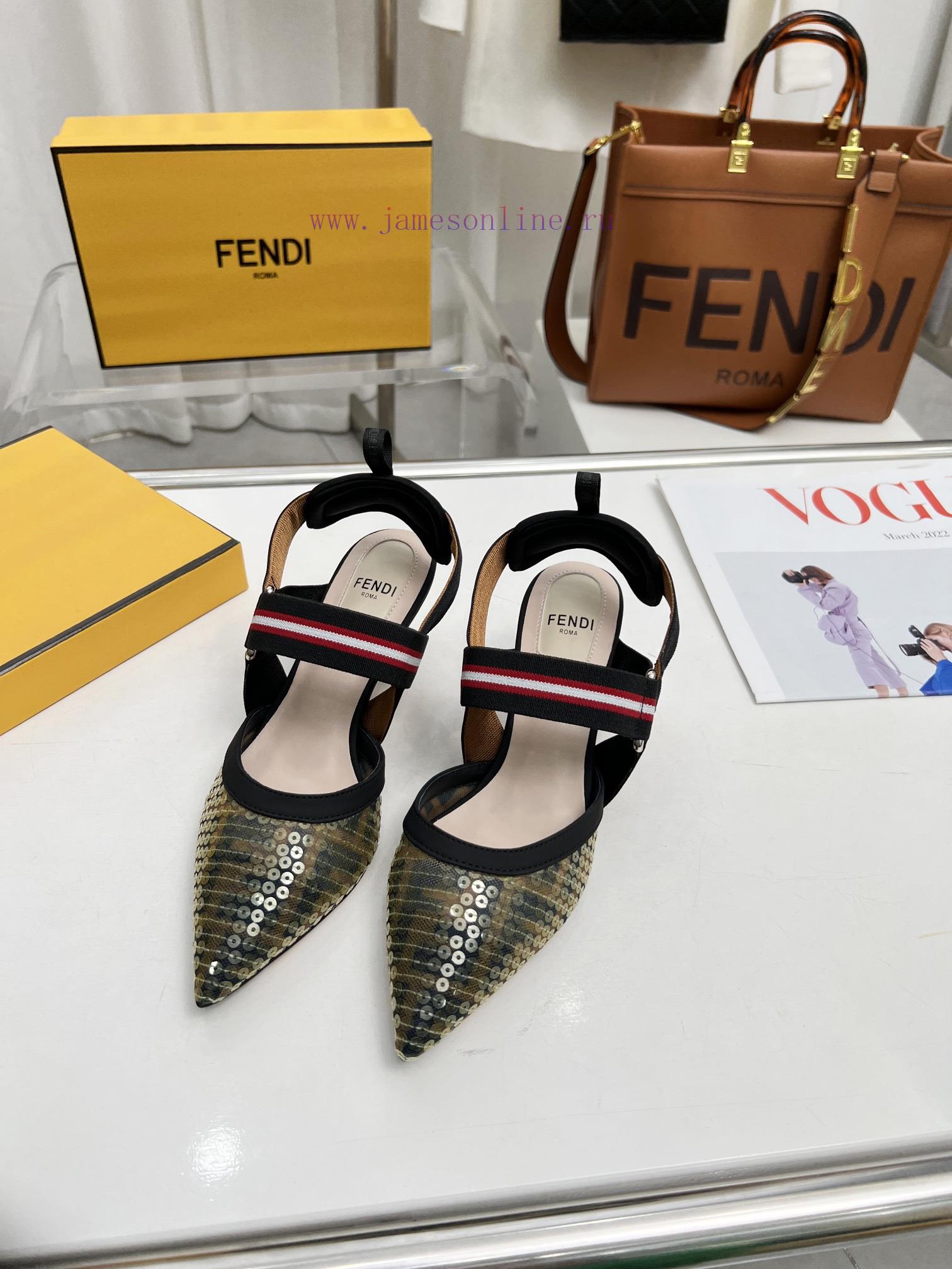 Fendi's New Model Is HereThe Colibr ì Open Heel Shoes Feature A Pointed Design And An Elastic S 42s7m07d