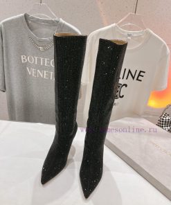 JIMMY CHOO * | JC/Jimmy Week 2024 Autumn/Winter New Diamond Pointed High Heels Boots Over Knee q8bjkv99