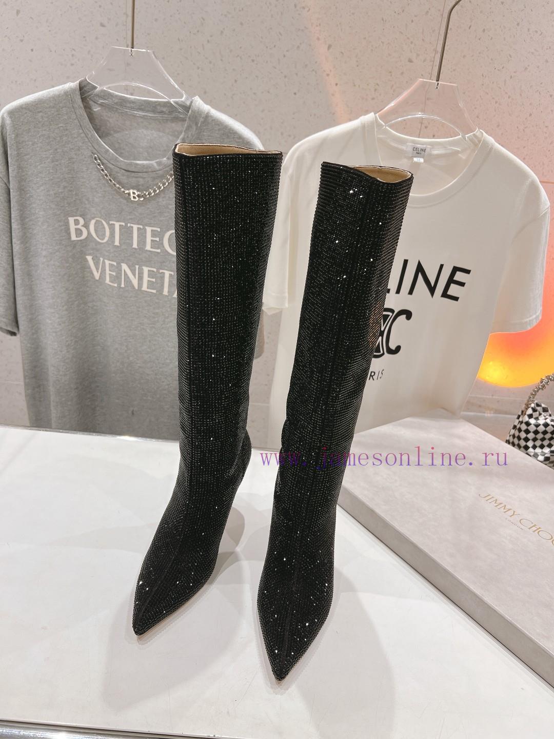 JIMMY CHOO * | JC/Jimmy Week 2024 Autumn/Winter New Diamond Pointed High Heels Boots Over Knee q8bjkv99