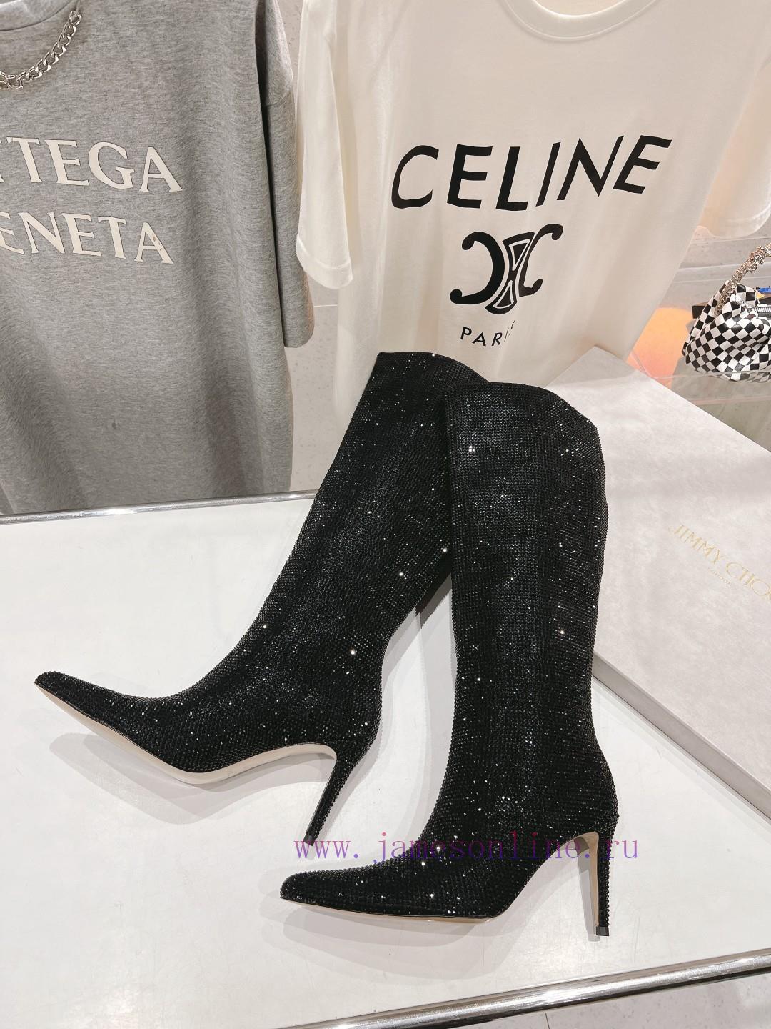 JIMMY CHOO * | JC/Jimmy Week 2024 Autumn/Winter New Diamond Pointed High Heels Boots Over Knee q8bjkv99 - Image 6