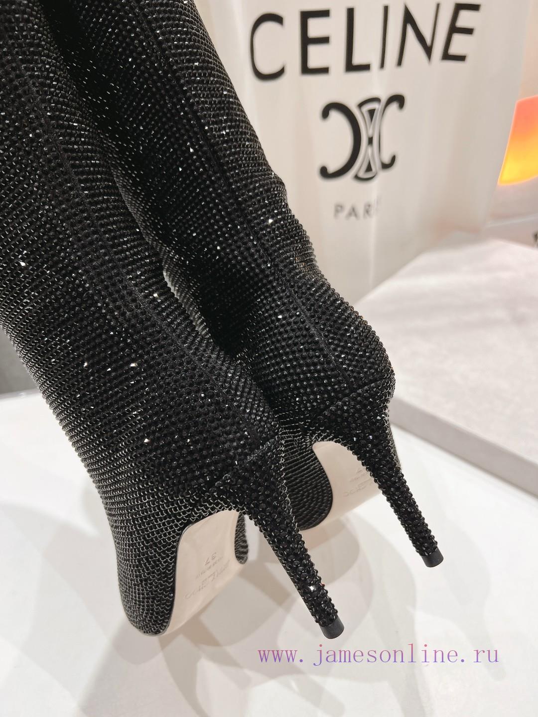 JIMMY CHOO * | JC/Jimmy Week 2024 Autumn/Winter New Diamond Pointed High Heels Boots Over Knee q8bjkv99 - Image 10
