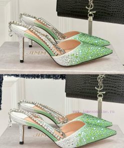 Jimmy Zhou's Classic Diamond Chain Pointed Crystal High-heeled SandalsSuperb Crystal Shoes Are p0etv10a