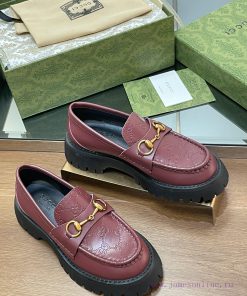 GUCCI Women's Horse Collar Buckle G G Old Flower Groove Sole Le Fu Shoes Thick Sole Casual Sing hx2zavoo