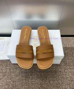 Dior 2025 Spring/Summer New DWAY Flat Bottom One Word Drag Color Blocked Women's Shoes CD Lette 7zvl6jwm