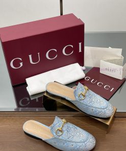 2025 Early Spring New Gucci Jordaan Series Multi Faceted Crystal Diamond Le Fu Slippers Top Qua a1tk2rl6