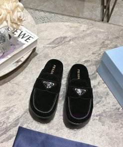 Prada 25Ss Spring/Summer New Collection Prada Triangle Logo Baotou Half Dragged Muller ShoesThi 1f48am34