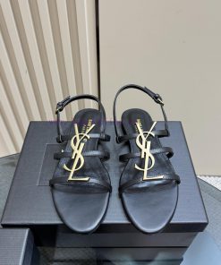 Saint Laurent YSL Popular High-heeled Sandals With Metal Logo Top Quality Imported Cowhide/leat rqswtk36