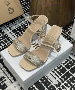 25p Summer New Dior Diamond Heel Square Head High Heel Sandals Hot Stamped Diamond Coarse Heel 9vsptp3j