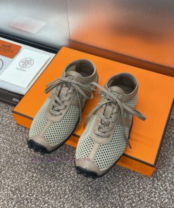 Hermes 2025 Spring/Summer New Kikhu Lace Color Blocked Flat Ballet Single Shoes Hermes Square H vrviaitw