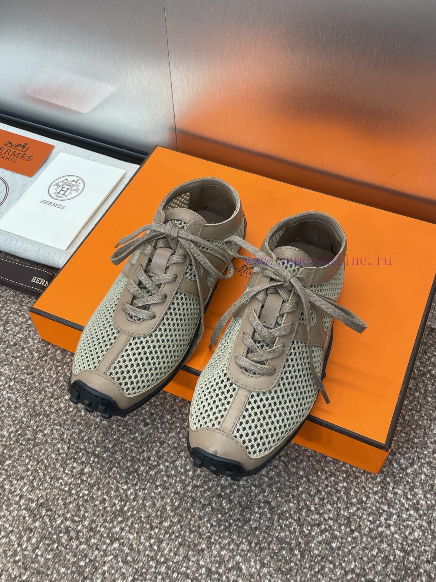 Hermes 2025 Spring/Summer New Kikhu Lace Color Blocked Flat Ballet Single Shoes Hermes Square H vrviaitw - Image 2