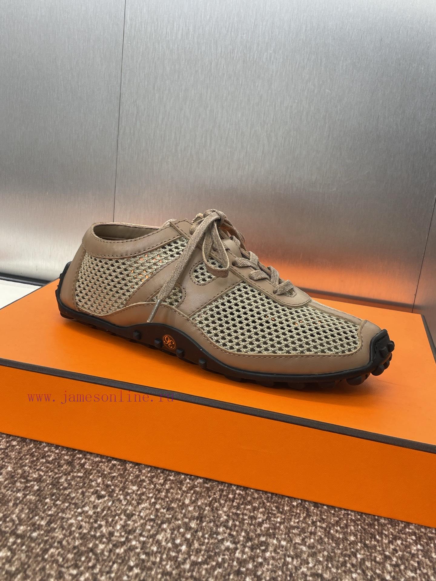Hermes 2025 Spring/Summer New Kikhu Lace Color Blocked Flat Ballet Single Shoes Hermes Square H vrviaitw - Image 7