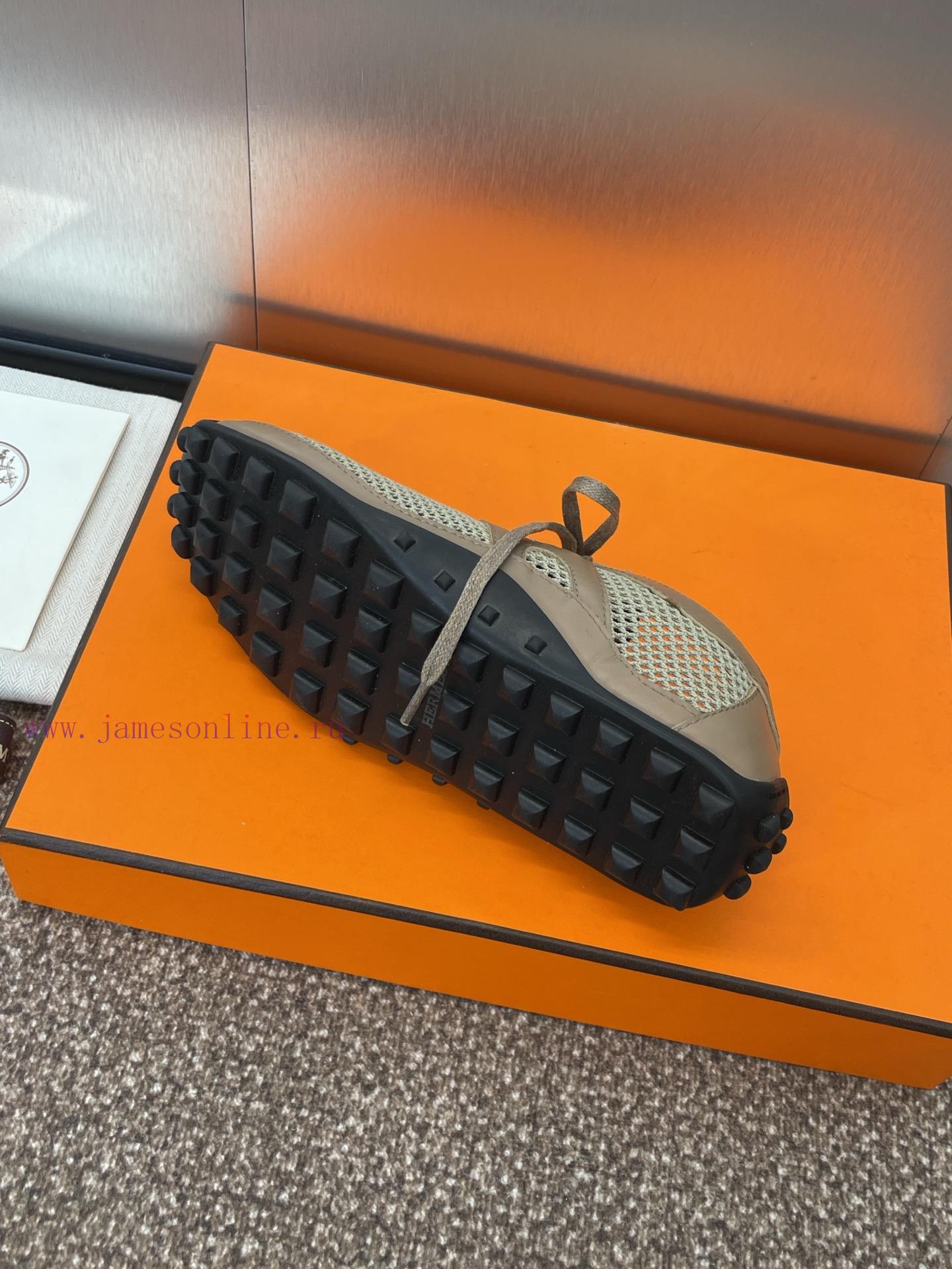 Hermes 2025 Spring/Summer New Kikhu Lace Color Blocked Flat Ballet Single Shoes Hermes Square H vrviaitw - Image 10