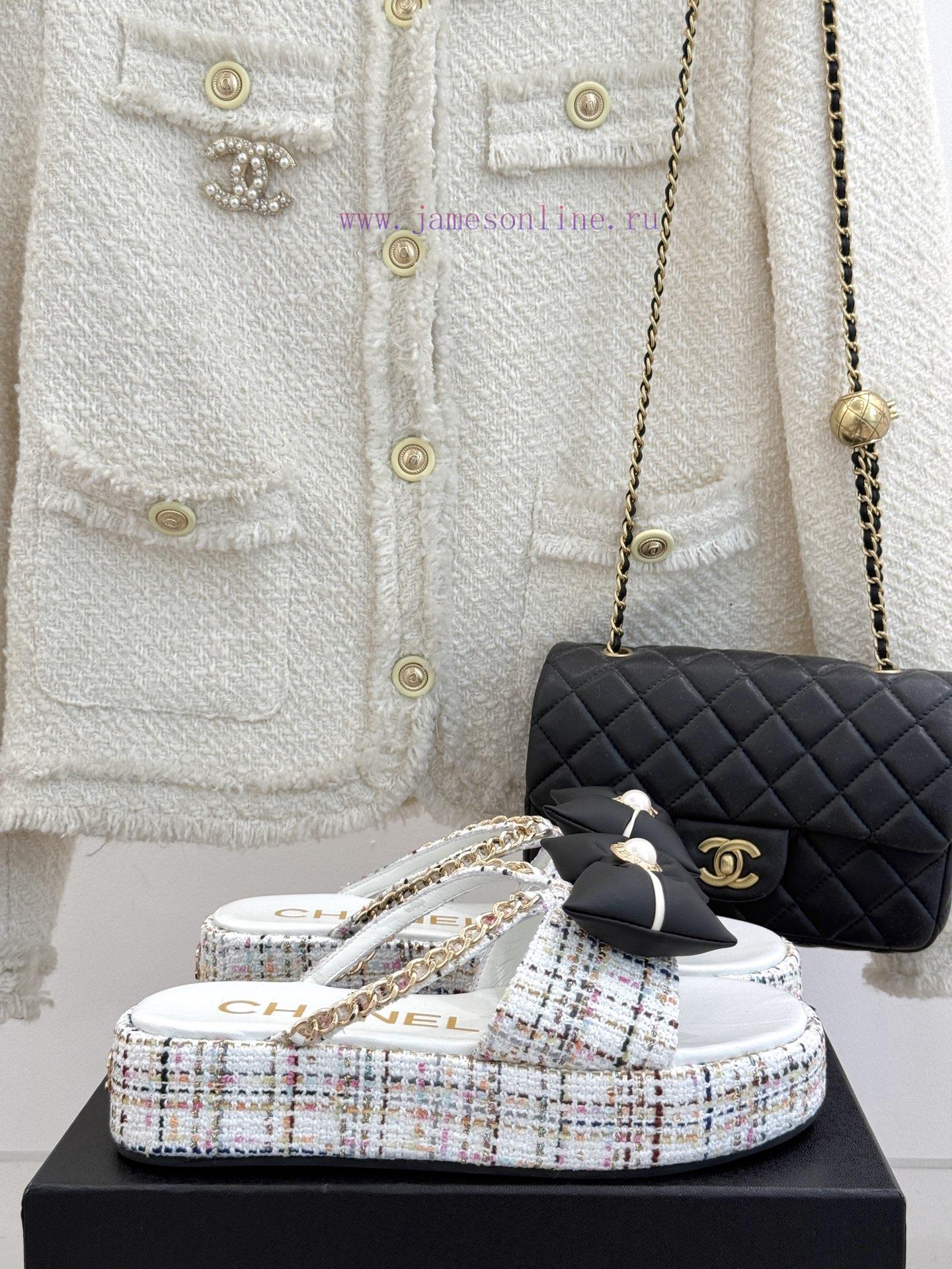 Chanel | Chanel 25P New Product LinggeBow Tie Double C Thick Soled SlippersA Must-have Cool Mop d1z5sxyg
