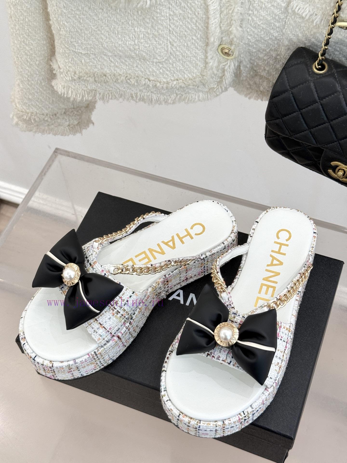 Chanel | Chanel 25P New Product LinggeBow Tie Double C Thick Soled SlippersA Must-have Cool Mop d1z5sxyg - Image 3