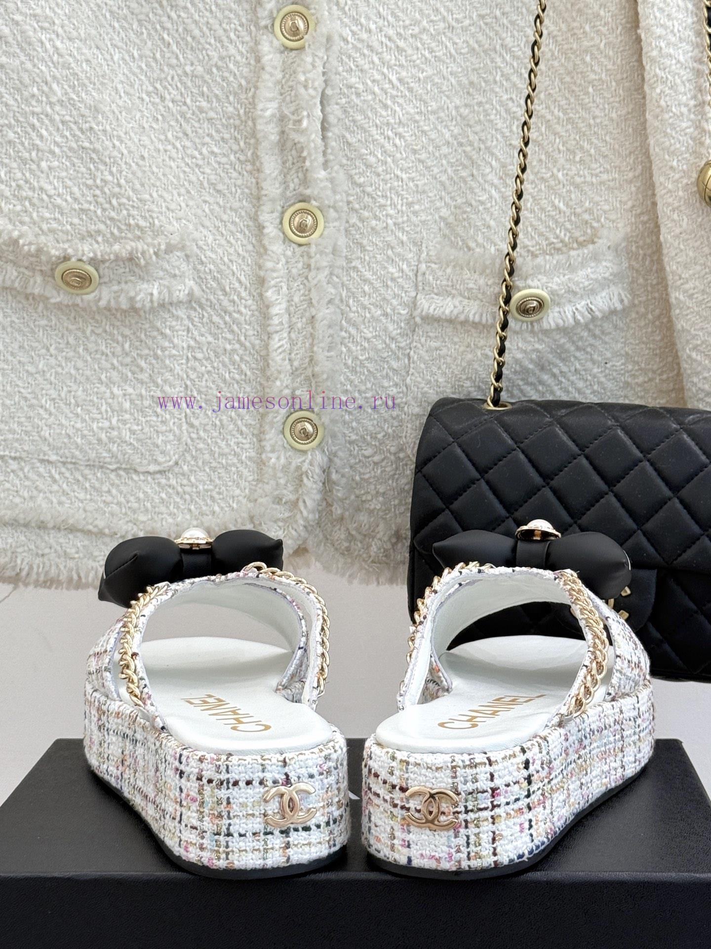 Chanel | Chanel 25P New Product LinggeBow Tie Double C Thick Soled SlippersA Must-have Cool Mop d1z5sxyg - Image 7