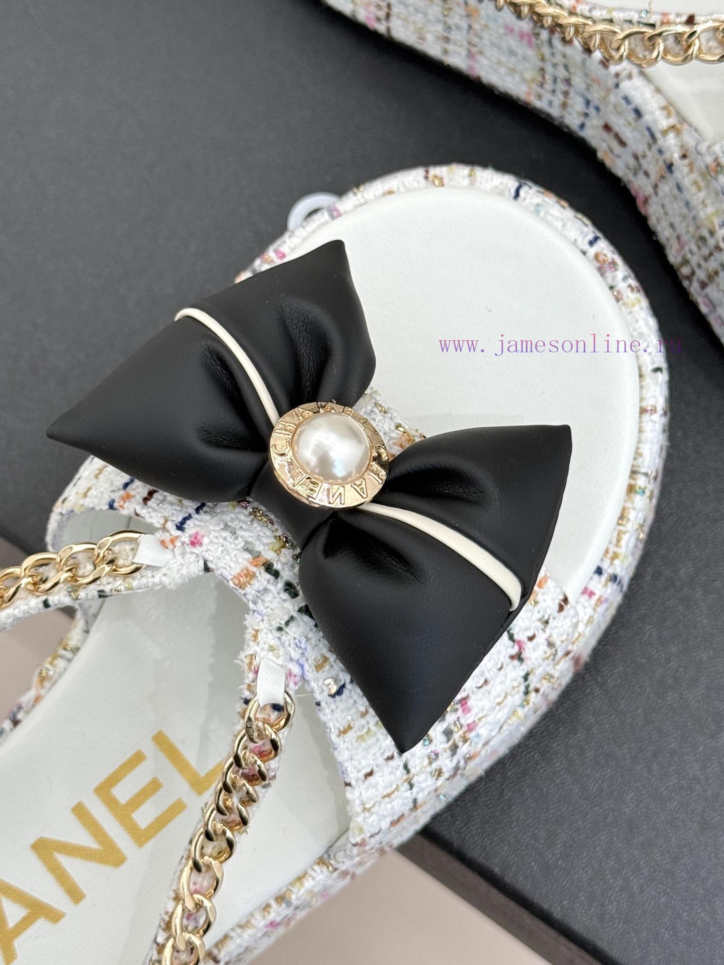 Chanel | Chanel 25P New Product LinggeBow Tie Double C Thick Soled SlippersA Must-have Cool Mop d1z5sxyg - Image 8