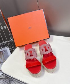 Hermes Pig Nose Ithea 30 Grass Woven Bottom Greek Vacation Style High Heels Slope Heels Cool Sl sgitee67