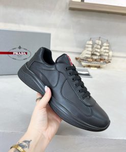 Prada Top Edition SneakersImported Fly Woven Fabric With Stitched Patent Leather On The UpperSh vp8wze47
