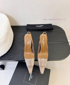 SAINT LAUREN 25/Spring/Summer Hot Square Buckle Transparent High Heels 🪽 New Square Buckle Deco ywsiaark